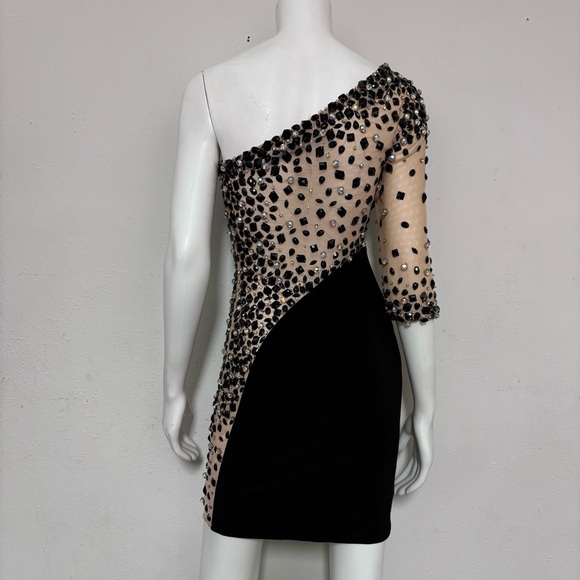 Sherri Hill Black One Shoulder Dress Size 4 - Picture 7 of 15